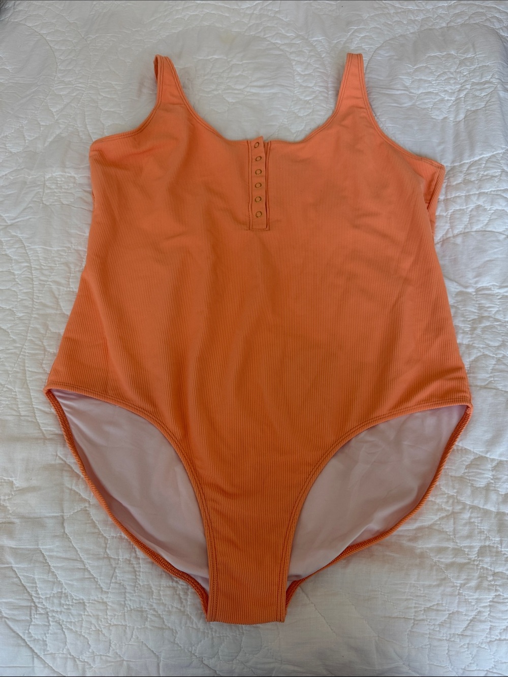 Orange Ribbed One-Piece Swimsuit- Pink Desert